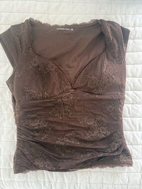 Abercrombie & Fitch Brown Floral Lace Cap-Sleeve Camisole